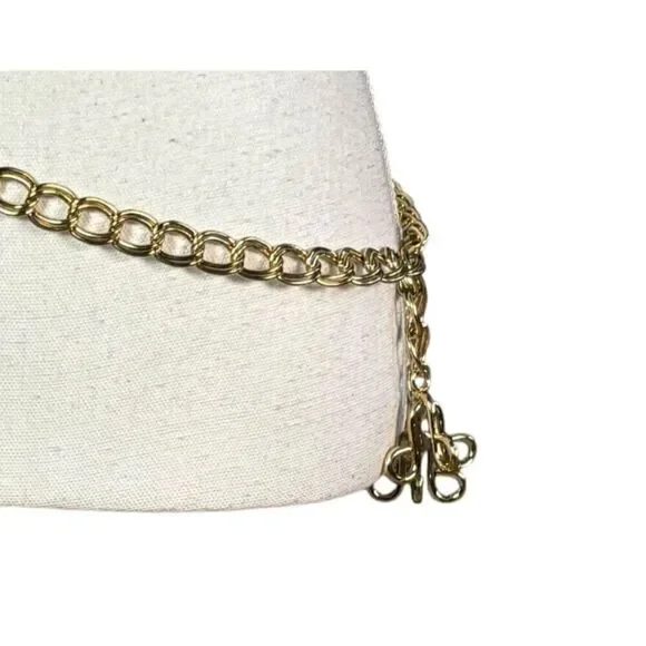 Chain Link Waist Belly Belt Size Small Gold Tone Unbranded Statement Adjustable - Picture 5 of 7